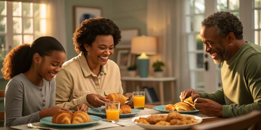 Family enjoying a crescent roll dinner recipes